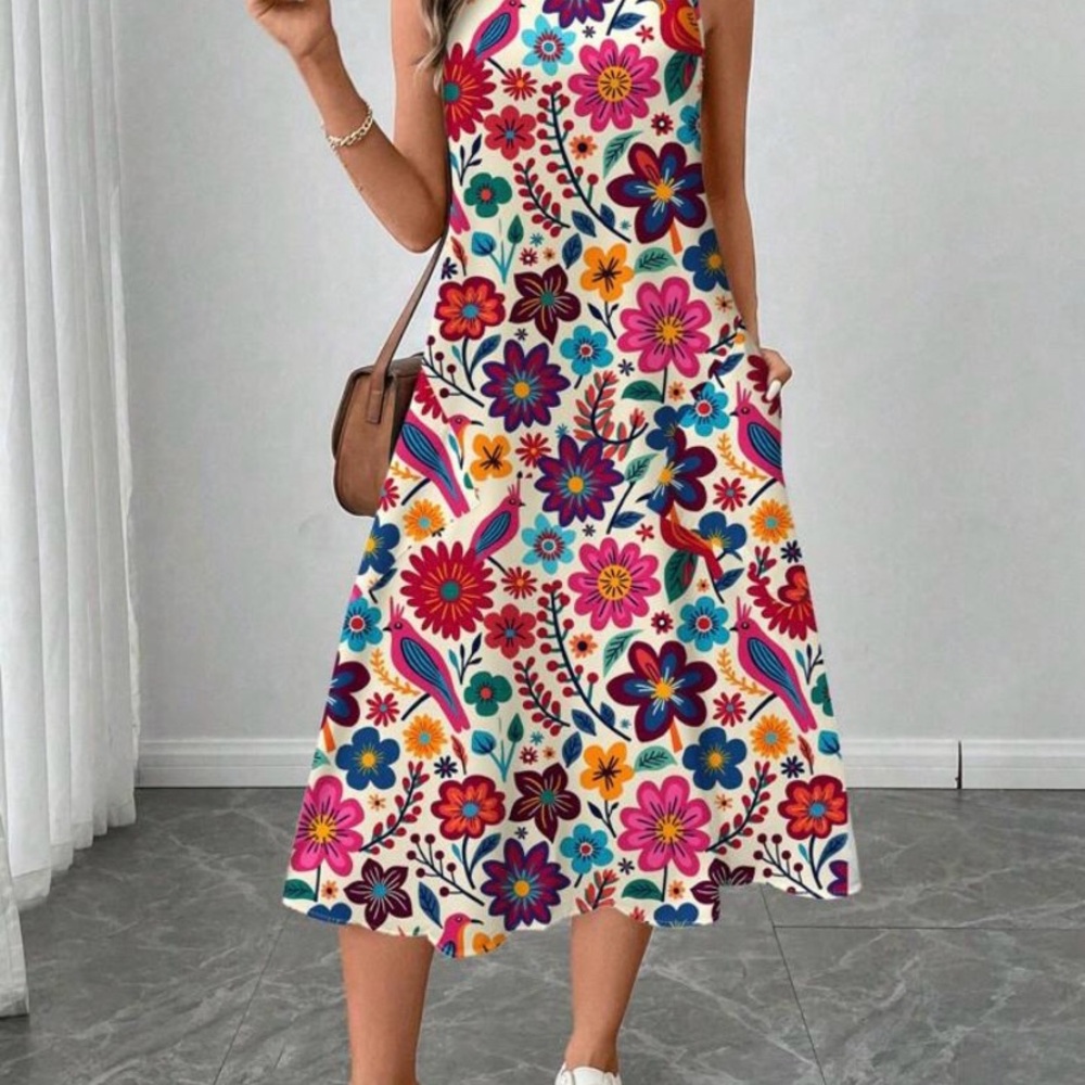 Floral Multicolor Sleeveless Dress (NOT WORN)